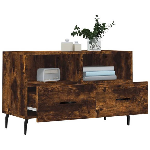 The Living Store TV-meubel - Gerookt Eiken - 80 x 36 x 50 cm - Stevig en praktisch