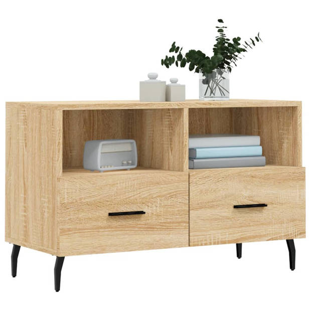 The Living Store TV-meubel - Sonoma Eiken - 80 x 36 x 50 cm - Bewerkt hout en ijzer