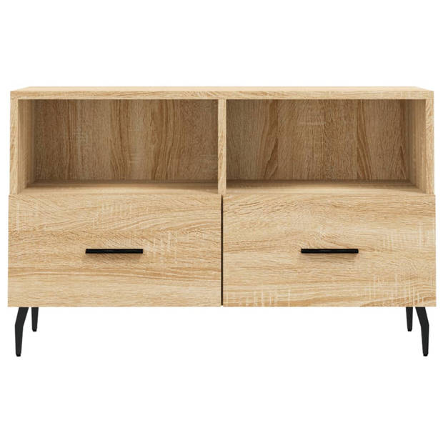 The Living Store TV-meubel - Sonoma Eiken - 80 x 36 x 50 cm - Bewerkt hout en ijzer