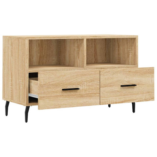 The Living Store TV-meubel - Sonoma Eiken - 80 x 36 x 50 cm - Bewerkt hout en ijzer