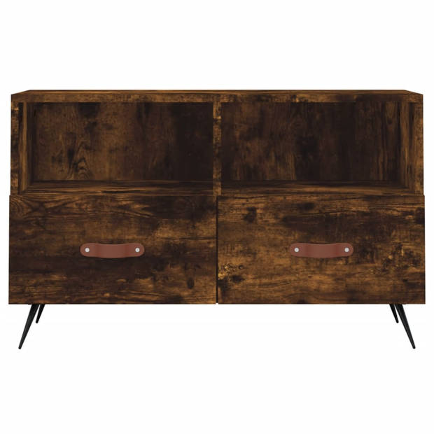 The Living Store Tv-meubel - Trendy - bewerkt hout en ijzer - 80 x 36 x 50 cm - gerookt eiken