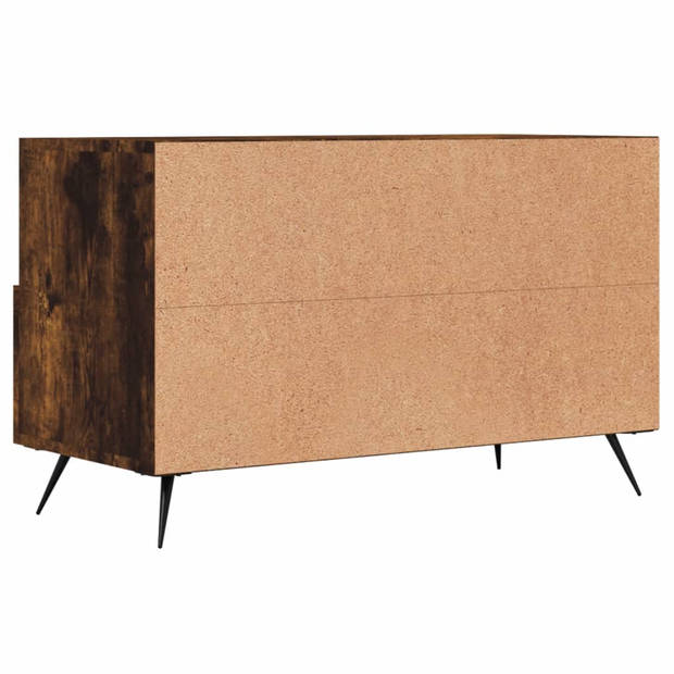 The Living Store Tv-meubel - Trendy - bewerkt hout en ijzer - 80 x 36 x 50 cm - gerookt eiken