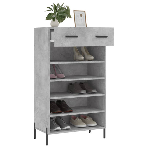 The Living Store Schoenenkast - Betongrijs - 60x35x105 cm - Duurzaam materiaal