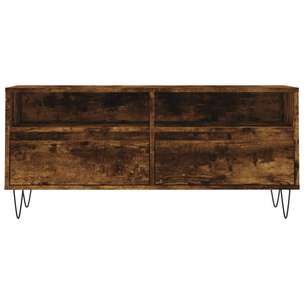 The Living Store Tv-meubel Gerookt Eiken - 100 x 34.5 x 44.5 cm - Opbergruimte - Stabiel tafelblad