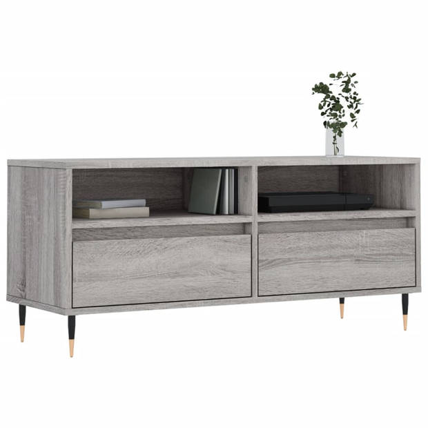 The Living Store TV-meubel - grijs sonoma eiken - 100 x 34.5 x 44.5 cm - opbergruimte - stevig materiaal