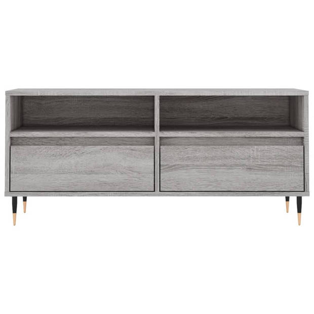 The Living Store TV-meubel - grijs sonoma eiken - 100 x 34.5 x 44.5 cm - opbergruimte - stevig materiaal