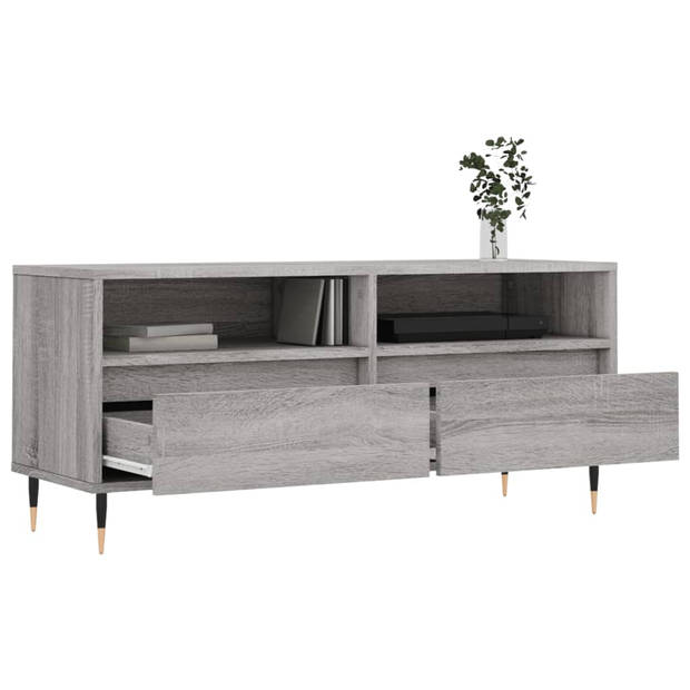 The Living Store TV-meubel - grijs sonoma eiken - 100 x 34.5 x 44.5 cm - opbergruimte - stevig materiaal