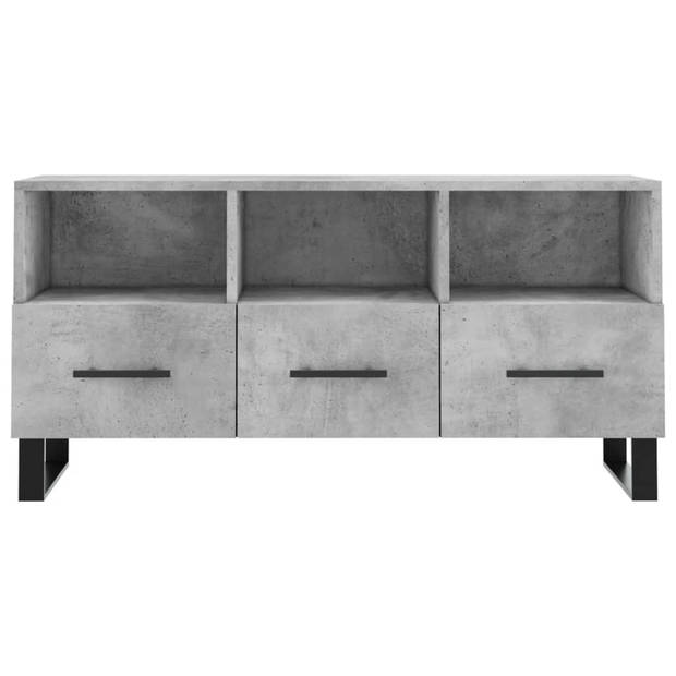 The Living Store Tv-meubel Betongrijs 102x36x50 cm - Stevig Bewerkt hout en IJzer