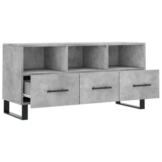 The Living Store Tv-meubel Betongrijs 102x36x50 cm - Stevig Bewerkt hout en IJzer
