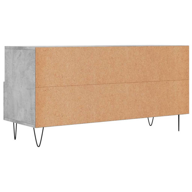 The Living Store TV-meubel Betongrijs 102x36x50 cm - Bewerkt hout en ijzer