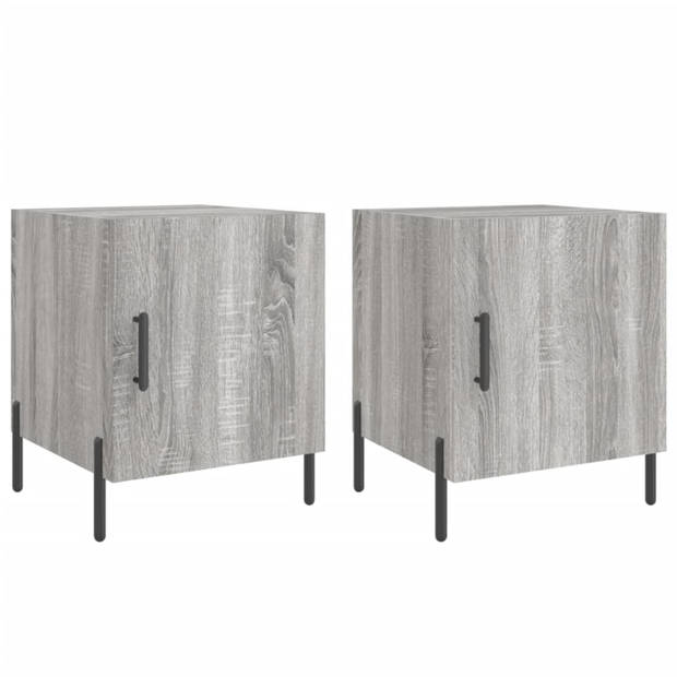 vidaXL Nachtkastjes 2 st 40x40x50 cm bewerkt hout grijs sonoma eiken