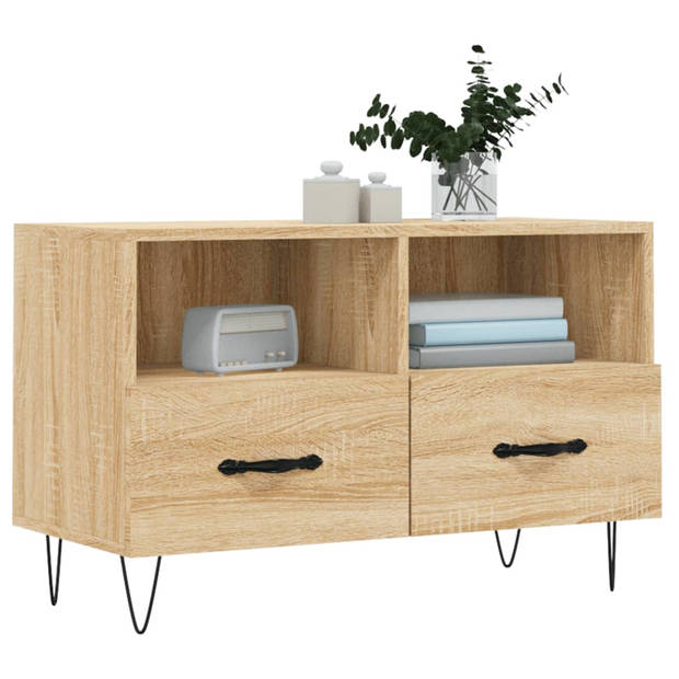The Living Store Tv-meubel - Sonoma eiken - 80 x 36 x 50 cm - opbergruimte en presenteerfunctie