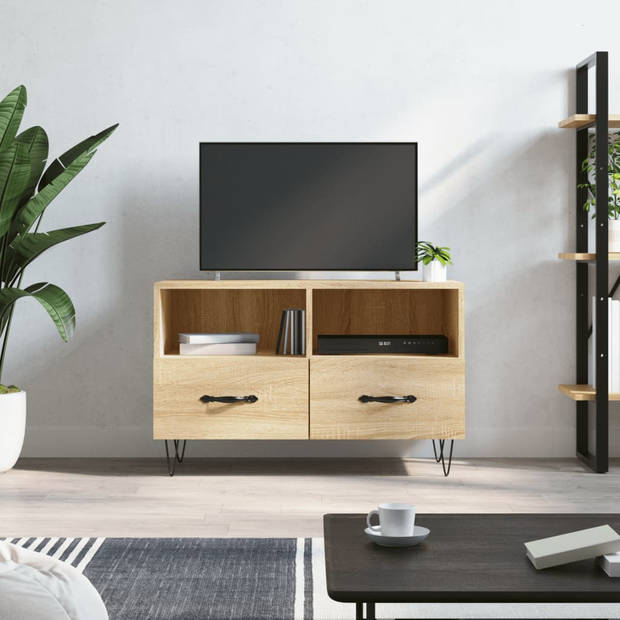 The Living Store Tv-meubel - Sonoma eiken - 80 x 36 x 50 cm - opbergruimte en presenteerfunctie