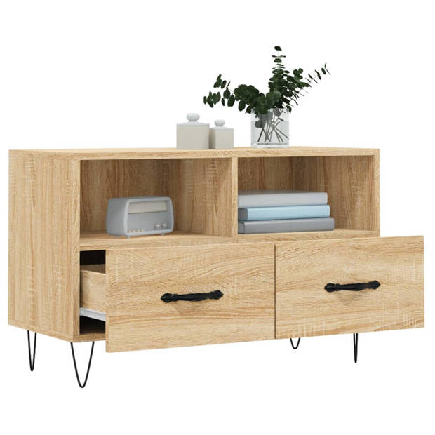 The Living Store Tv-meubel - Sonoma eiken - 80 x 36 x 50 cm - opbergruimte en presenteerfunctie