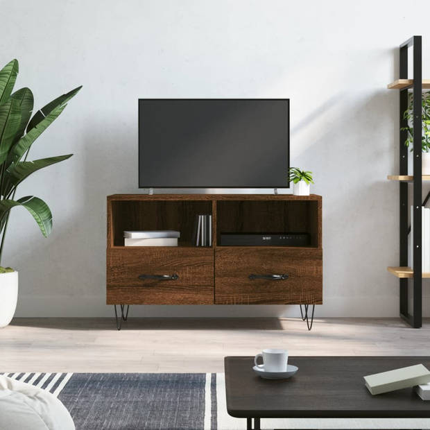 The Living Store TV-meubel Bruineiken 80x36x50 cm - Stabiel en praktisch