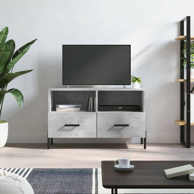 The Living Store TV-meubel Betongrijs 80x36x50 cm - Stevig houten ontwerp