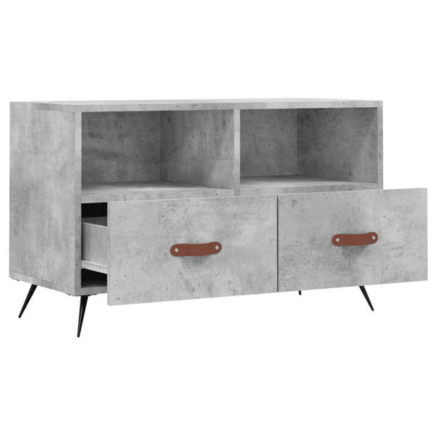 The Living Store TV-meubel Betongrijs - 80 x 36 x 50 cm - Stevig bewerkt hout en ijzer