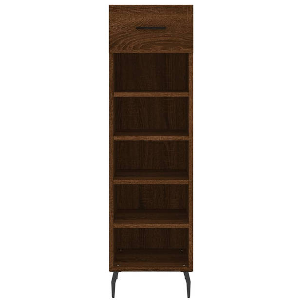 The Living Store Schoenenkast - Bruineiken - 30 x 35 x 105 cm - Duurzaam hout - 1 lade - 5 open vakken