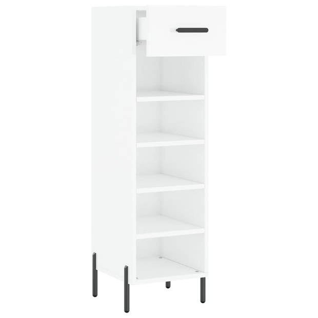 The Living Store Schoenenkast - Hoogglans wit - 30 x 35 x 105 cm - Duurzaam materiaal