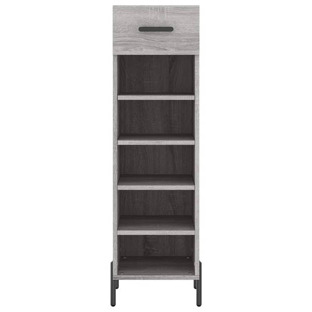 The Living Store Schoenenkast - Grijs Sonoma Eiken - 30 x 35 x 105 cm - Duurzaam Hout - 1 Lade - 5 Open Vakken