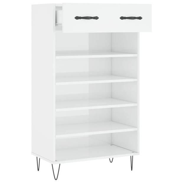 The Living Store Schoenenkast - Elegant - 60 x 35 x 105 cm - Hoogglans wit