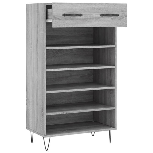 The Living Store Schoenenkast - Elegant - Type- Opbergmeubel - Afmeting- 60 x 35 x 105 cm - Kleur- Grijs Sonoma Eiken