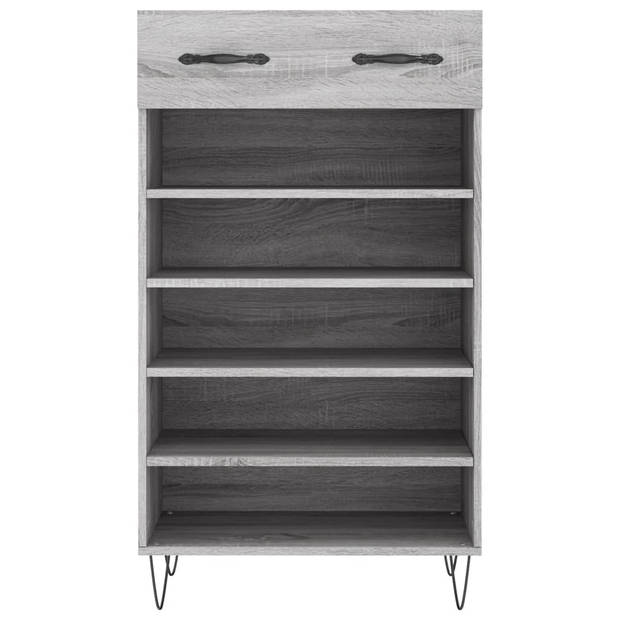 The Living Store Schoenenkast - Elegant - Type- Opbergmeubel - Afmeting- 60 x 35 x 105 cm - Kleur- Grijs Sonoma Eiken