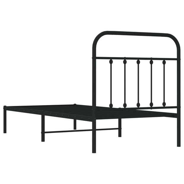 vidaXL Bedframe met hoofdbord metaal zwart 90x200 cm