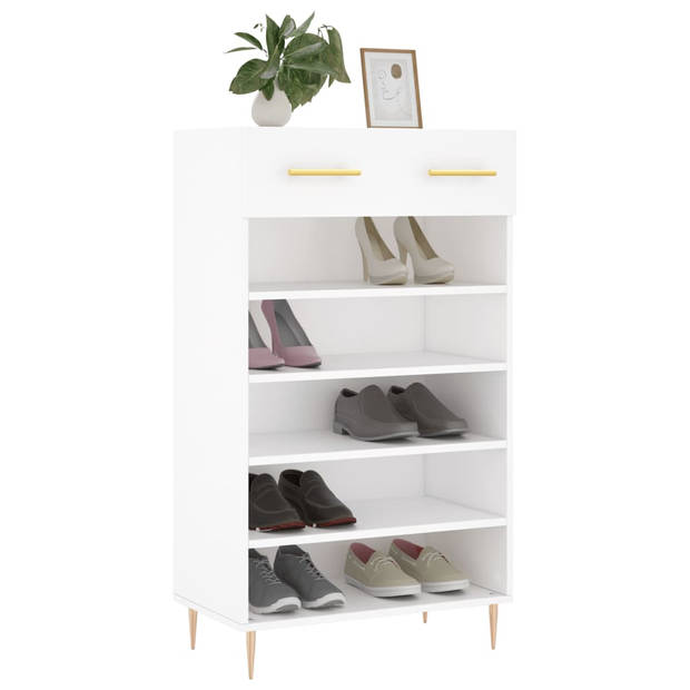 The Living Store Schoenenkast - Kasten - 60x35x105 cm - Wit