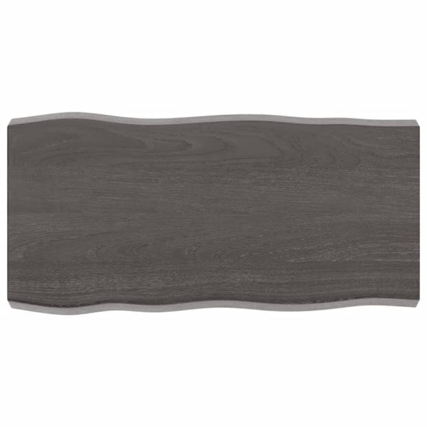 vidaXL Tafelblad natuurlijke rand 80x40x(2-6) cm eikenhout donkerbruin