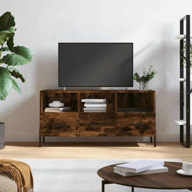 The Living Store TV-meubel - Gerookt eiken - 102 x 36 x 50 cm - Met opbergruimte