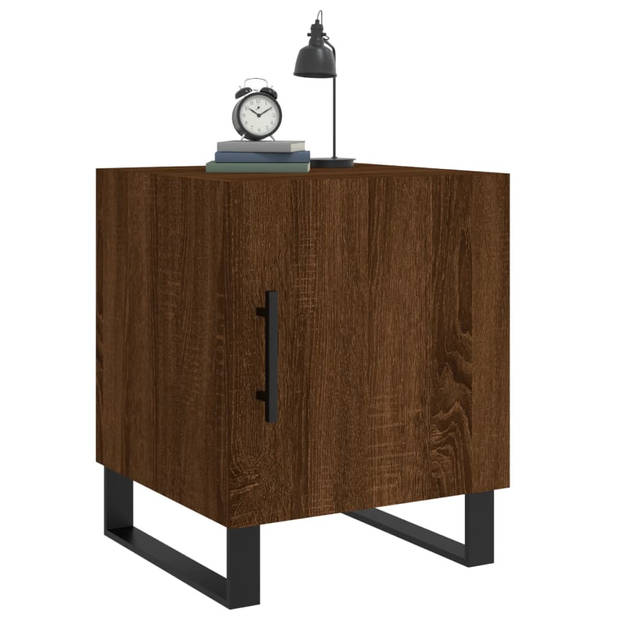 vidaXL Nachtkastjes 2 st 40x40x50 cm bewerkt hout bruin eikenkleur