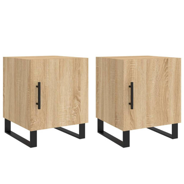 vidaXL Nachtkastjes 2 st 40x40x50 cm bewerkt hout sonoma eikenkleurig