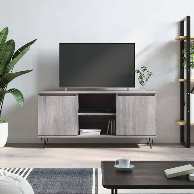 The Living Store Tv-meubel - Tv-kast - 104 x 35 x 50 cm - Grijs Sonoma Eiken