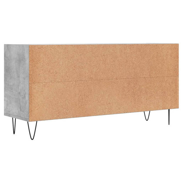 The Living Store TV-meubel Betongrijs - TV-kast met 6 Vakken - 103.5 x 30 x 50 cm - Bewerkt Hout en IJzer