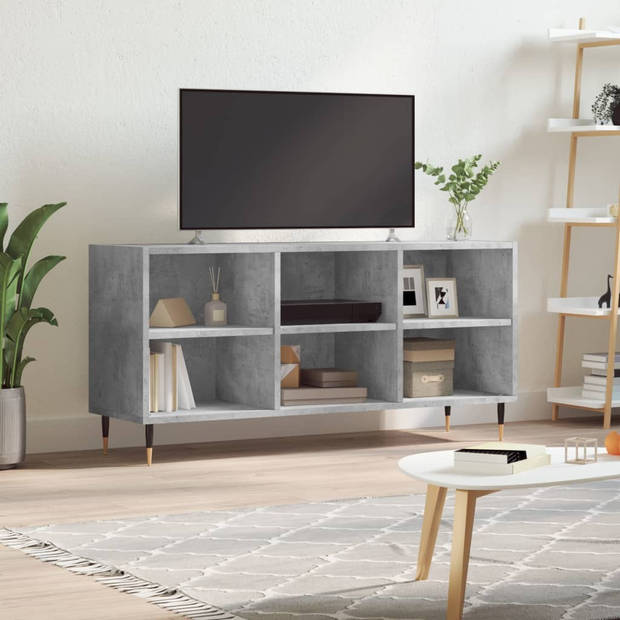 The Living Store TV-meubel Betongrijs - Praktische Opbergruimte - 103.5 x 30 x 50 cm - Stevig Houten Materiaal