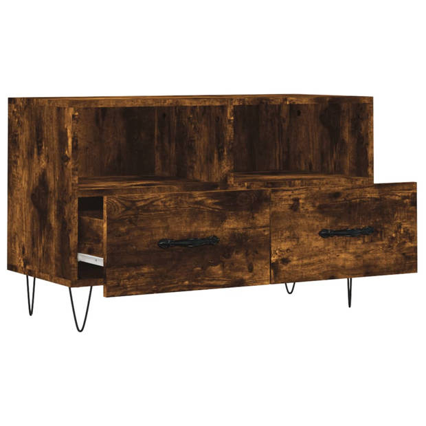 The Living Store TV-meubel Trendy Gerookt Eiken - 80 x 36 x 50 cm - Opbergruimte - Presenteerfunctie