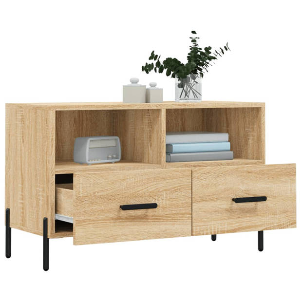 The Living Store Televisiekast Sonoma Eiken - Tv-meubel 80x36x50cm - Stevig en praktisch