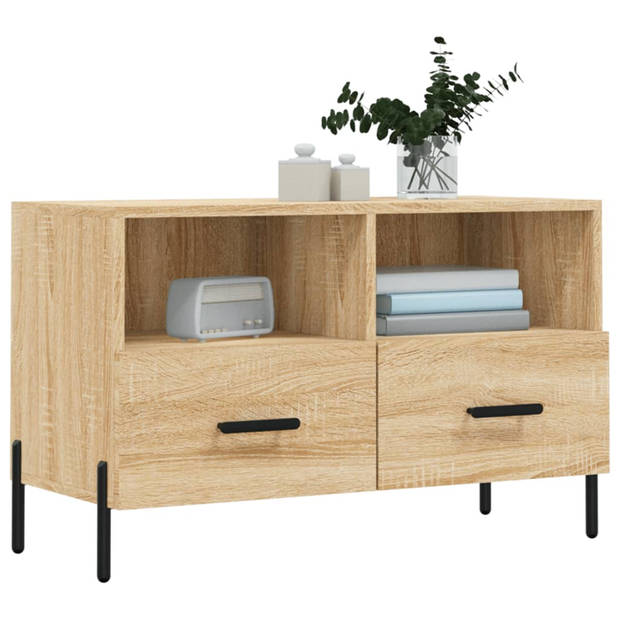 The Living Store Televisiekast Sonoma Eiken - Tv-meubel 80x36x50cm - Stevig en praktisch