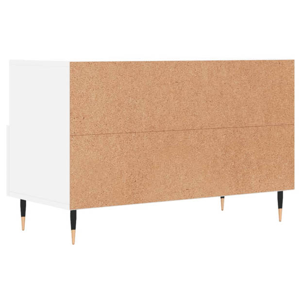 The Living Store Televisiekast Wood - Wit - 80 x 36 x 50 cm - Opbergruimte en Presenteerfunctie