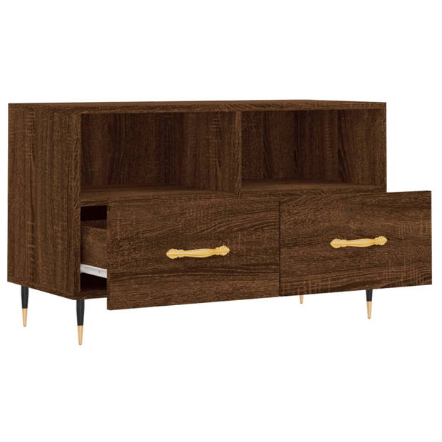 The Living Store Tv-meubel - Bruineiken - 80x36x50cm - Bewerkt hout en ijzer