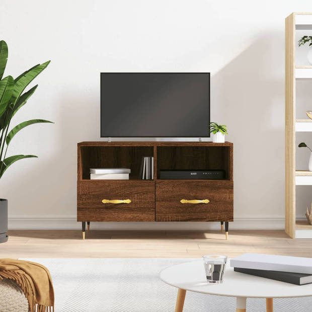 vidaXL Tv-meubel 80x36x50 cm bewerkt hout bruin eikenkleur