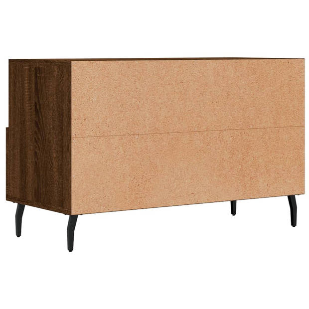 The Living Store TV-meubel Bruineiken 80x36x50 cm - Bewerkt hout en ijzer