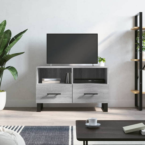 The Living Store Televisiekast Grey Sonoma Eiken - 80 x 36 x 50 cm - Met opbergruimte