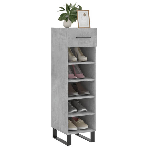 The Living Store Schoenenkast - Betongrijs - 30 x 35 x 105 cm - Hoge kwaliteit