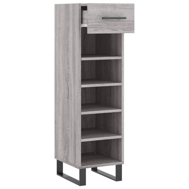 The Living Store Schoenenkast Grijs Sonoma Eiken - 30 x 35 x 105 cm (B x D x H) - Duurzaam materiaal