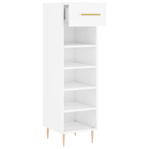 The Living Store Schoenenkast - Elegant - 30x35x105 cm - Hoogglans Wit