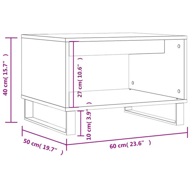 vidaXL Salontafel 60x50x40 cm bewerkt hout gerookt eikenkleurig