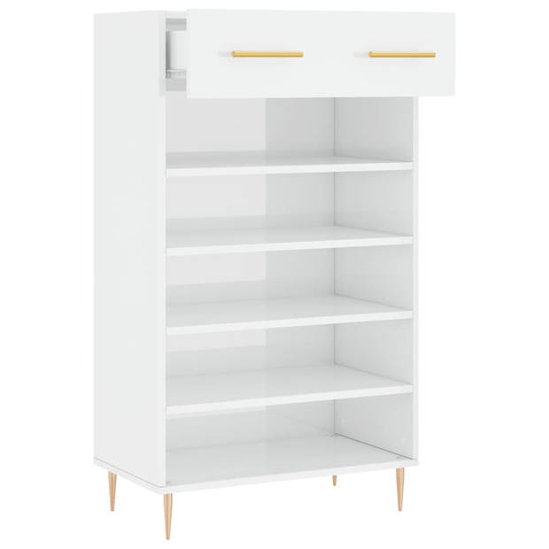 The Living Store Schoenenkast - Product - Opbergruimte - 60x35x105cm - Hoogglans wit