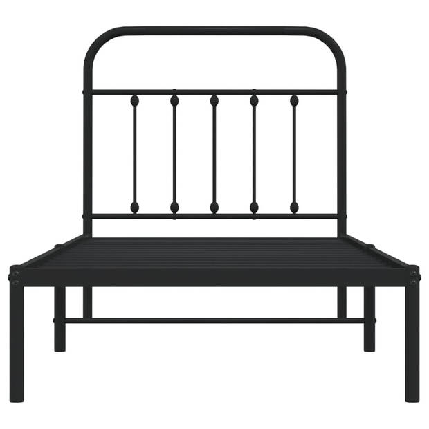 vidaXL Bedframe met hoofdbord metaal zwart 90x200 cm